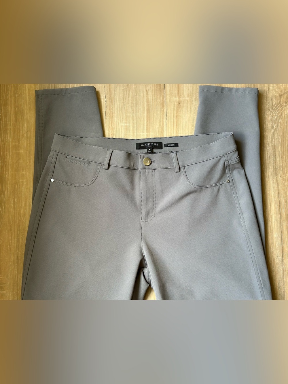 Lafayette 148 NY Mercer Acclaimed Stretch Skinny Pants Gray Women 8